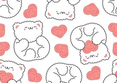 Cute bear pattern seamless. Love and teddy bear background. Cartoon charact.. Stock Illustration