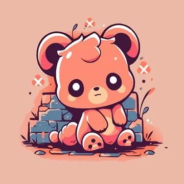 A cute bear with a pink background Stock Illustration