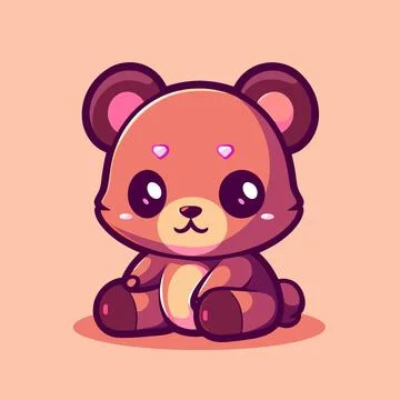 A cute bear with a pink background Stock Illustration