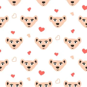 Cute bear pink fun seamless pattern for kids and babies Stock Illustration