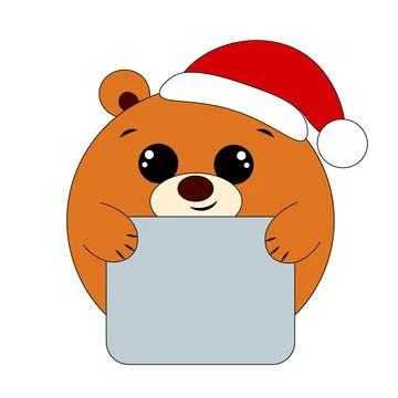Cute Bear with poster without text in color for congratulation Illustrazione stock