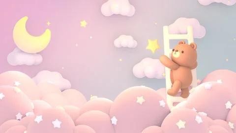 Cute bear reaching for the star Stock Illustration