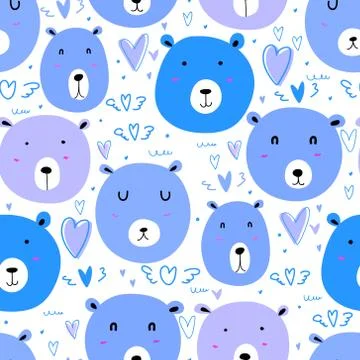 Cute bear seamless pattern background. Vector illustration. Stock Illustration