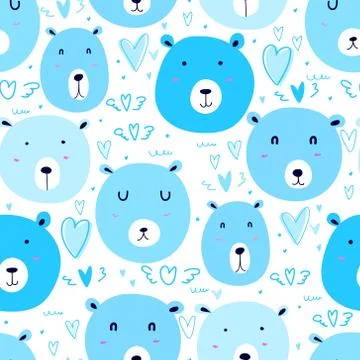Cute bear seamless pattern background. Vector illustration. Stock Illustration