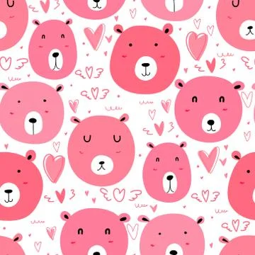 Cute bear seamless pattern background. Vector illustration. イラスト素材