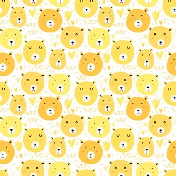 Cute bear seamless pattern background. Vector illustration. Stock Illustration