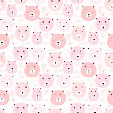 Cute bear seamless pattern background. Vector illustration. Illustrazione stock