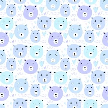 Cute bear seamless pattern background. Vector illustration. Stock Illustration