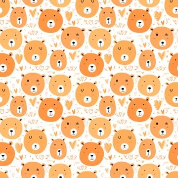 Cute bear seamless pattern background. Vector illustration. Stock Illustration