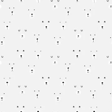 Cute bear seamless pattern background. Vector illustration. Stock Illustration