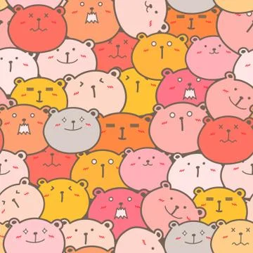 Cute bear seamless pattern background. Vector illustration. イラスト素材