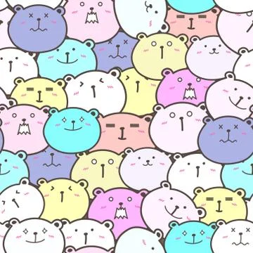 Cute bear seamless pattern background. Vector illustration. Illustrazione stock