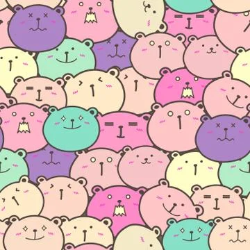 Cute bear seamless pattern background. Vector illustration. Stock Illustration