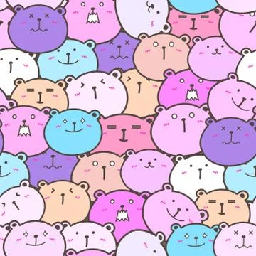 Cute bear seamless pattern background. Vector illustration. Stock Illustration
