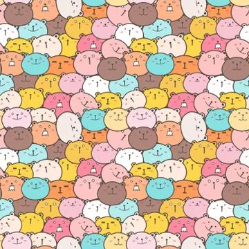 Cute bear seamless pattern background. Vector illustration. イラスト素材