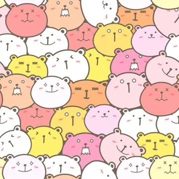 Cute bear seamless pattern background. Vector illustration. Illustrazione stock