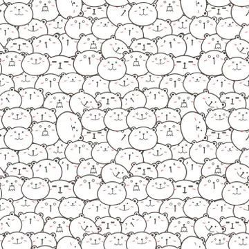 Cute bear seamless pattern background. Vector illustration. Stock Illustration