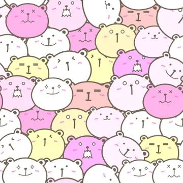 Cute bear seamless pattern background. Vector illustration. Stock Illustration