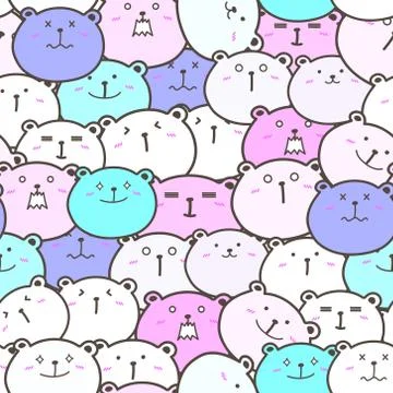 Cute bear seamless pattern background. Vector illustration. Illustrazione stock