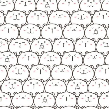 Cute bear seamless pattern background. Vector illustration. Illustrazione stock