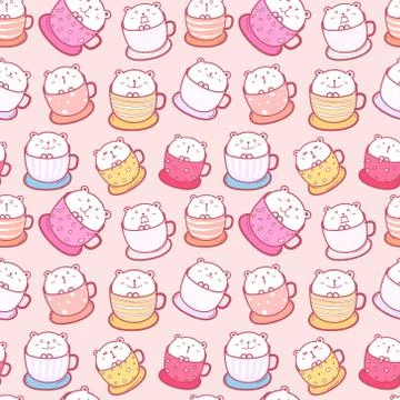 Cute bear seamless pattern background. Vector illustration. Stock Illustration