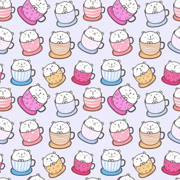 Cute bear seamless pattern background. Vector illustration. Illustrazione stock