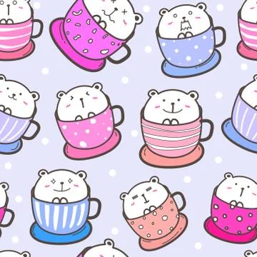 Cute bear seamless pattern background. Vector illustration. Stock Illustration