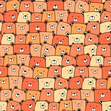 Cute bear seamless pattern background. Vector illustration. Stock Illustration