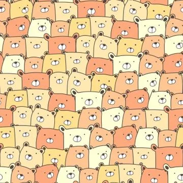 Cute bear seamless pattern background. Vector illustration. Illustrazione stock