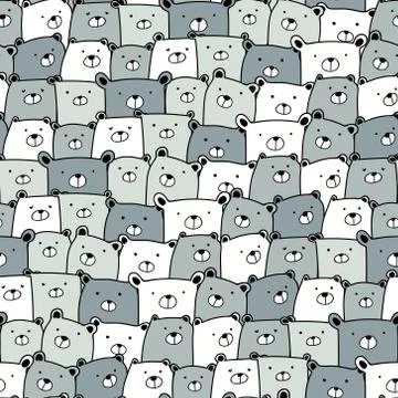 Cute bear seamless pattern background. Vector illustration. Stock Illustration