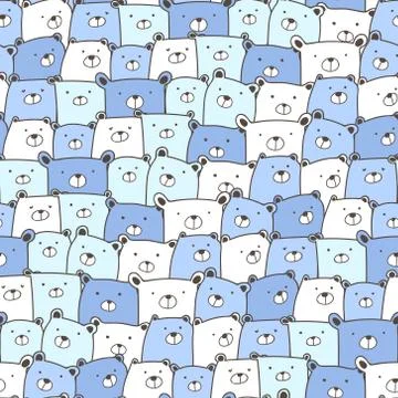 Cute bear seamless pattern background. Vector illustration. Illustrazione stock