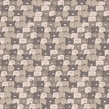 Cute bear seamless pattern background. Vector illustration. Illustrazione stock