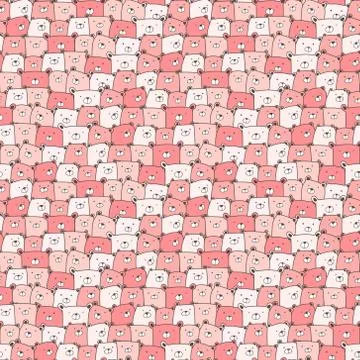 Cute bear seamless pattern background. Vector illustration. Stock Illustration