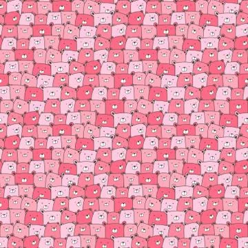 Cute bear seamless pattern background. Vector illustration. Stock Illustration