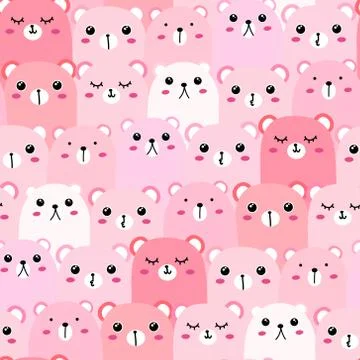 Cute bear seamless pattern background. Vector illustration. Illustrazione stock