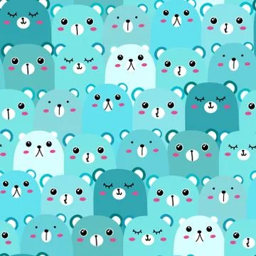 Cute bear seamless pattern background. Vector illustration. Illustrazione stock