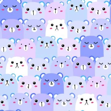 Cute bear seamless pattern background. Vector illustration. Stock Illustration