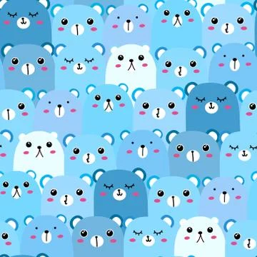 Cute bear seamless pattern background. Vector illustration. Stock Illustration