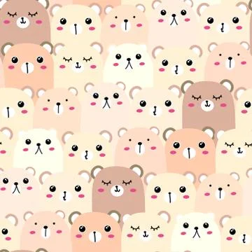 Cute bear seamless pattern background. Vector illustration. Stock Illustration