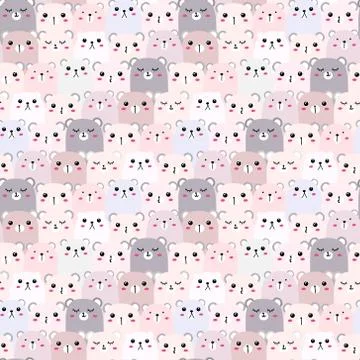 Cute bear seamless pattern background. Vector illustration. Stock Illustration