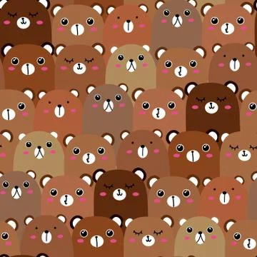 Cute bear seamless pattern background. Vector illustration. イラスト素材