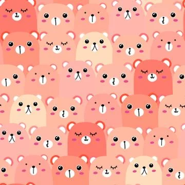 Cute bear seamless pattern background. Vector illustration. イラスト素材