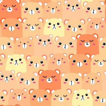 Cute bear seamless pattern background. Vector illustration. Stock Illustration