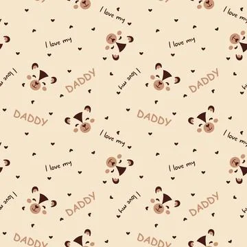Cute Bear Seamless Pattern Background with words I love daddy Wallpaper Fla.. Stock Illustration