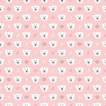 Cute bear Seamless pattern. Cartoon Animals in forest background. Vector illu Stock Illustration