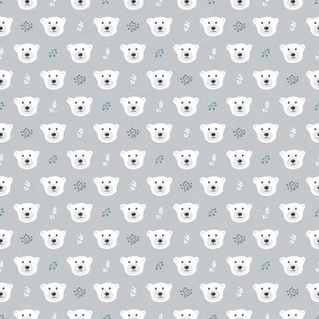 Cute bear Seamless pattern. Cartoon Animals in forest background. Vector illu 스톡 일러스트