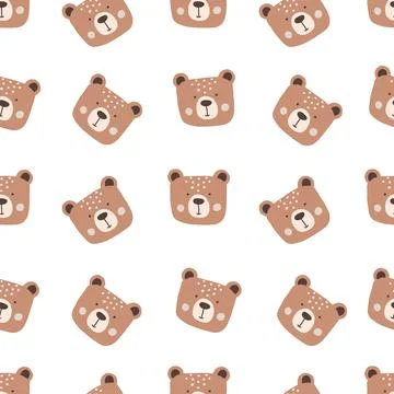 Cute bear seamless pattern design for children decor and kids products Stock Illustration