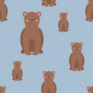 Cute bear seamless pattern hand drawn cute kids background vintage retro pallete Illustrazione stock
