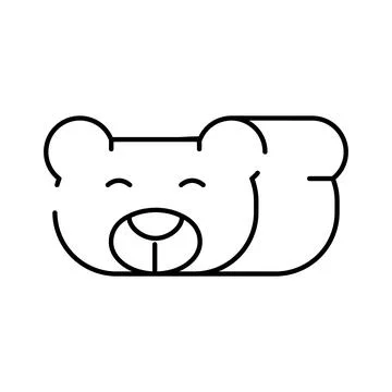 Cute bear shaped bread loaf line art Stock Illustration