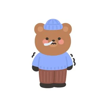 A cute bear shivering from the cold Stock-Illustration